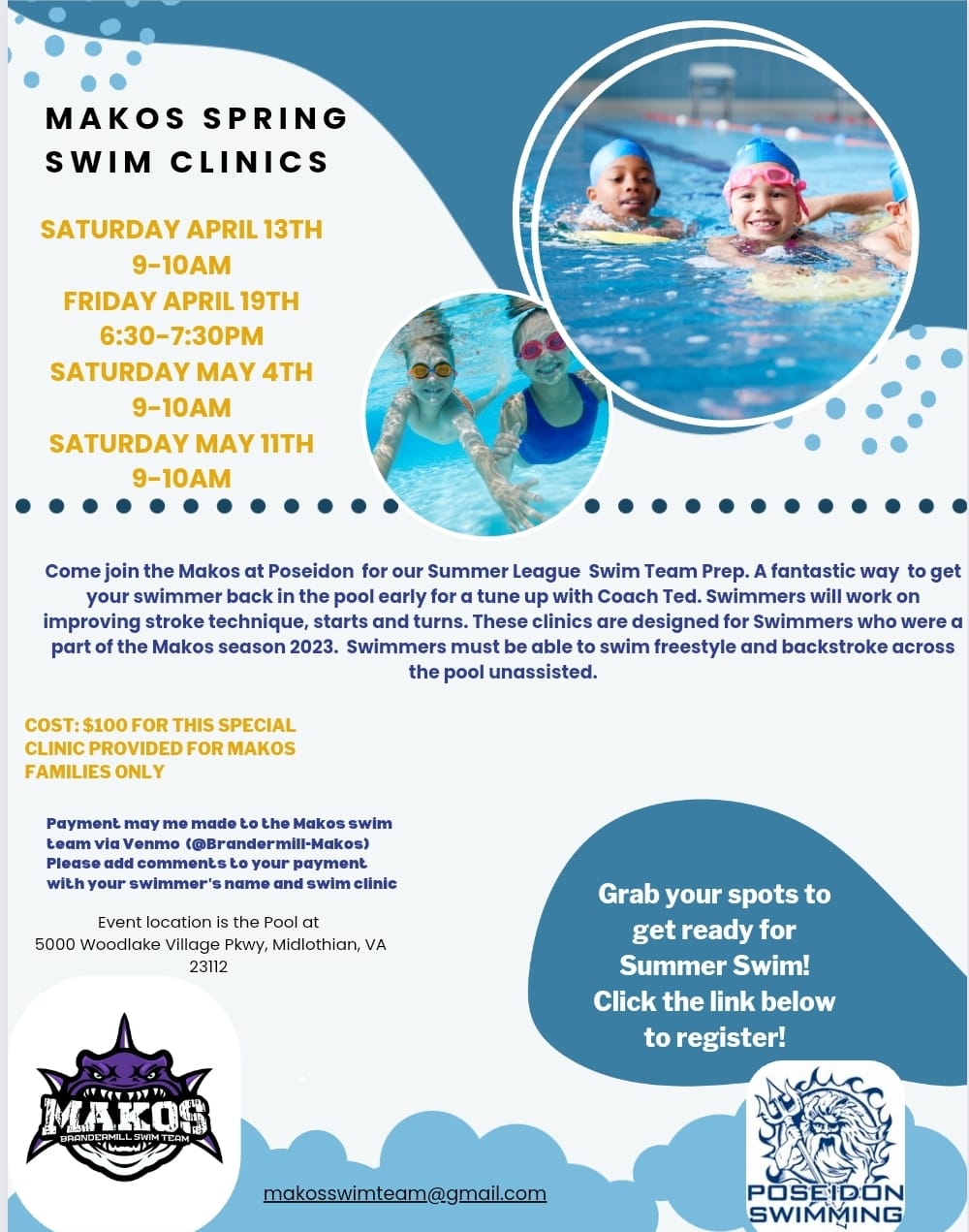Spring Swim Clinic – Brandermill Makos